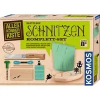 Kosmos 604608 AllesKönnerKiste Schnitzen Komplett-Set - Holzbastelset für Kinder ab 8 Jahren, inklusive kinderfreundlichem Opinel-Schnitzmesser und Anleitung für sicheres Schnitzen – ideal für kreative Bastelideen!