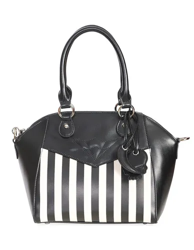 Banned Handtasche Another Lost Soul Striped Gestreift Retro Bowlingtasche Skull