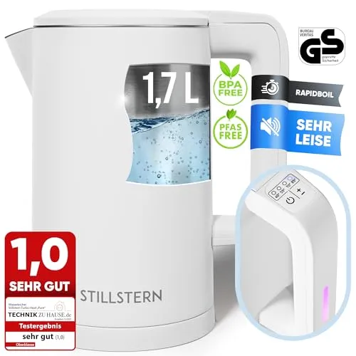 Stillstern Wasserkocher mit Temperatureinstellung 1,7L - 2200W, schnelles Aufheizen, 12 Std. Warmhaltefunktion und präzise Temperaturkontrolle für perfekten Tee und Kaffee