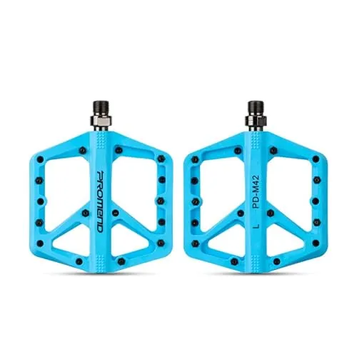 MotuTech Fahrradpedale für Mountainbike, Nylon, rutschfest, BMX, Spinning, erweiterte Oberfläche, Achsen aus Chrom-Molybdän-Stahl von Bearing (Azur), azurblau