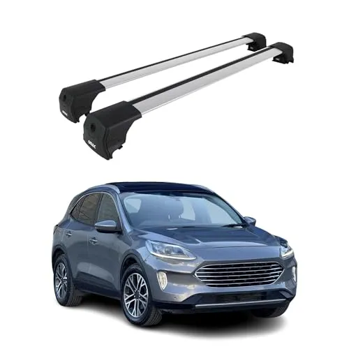 OMAC Dachträger Grundträger für Ford Kuga mk3 2019-2025 - Dachgepäckträger aus hochwertigem, leichtem Aluminium, abnehmbar und wasserbeständig. Ideal für Fahrräder und Kajaks, mit aerodynamischem Design für weniger Windgeräusche.