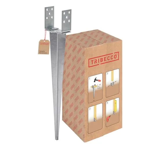 TRIBECCO Einschlag-Bodenhülse U-Form für Vierkant-Holzpfosten