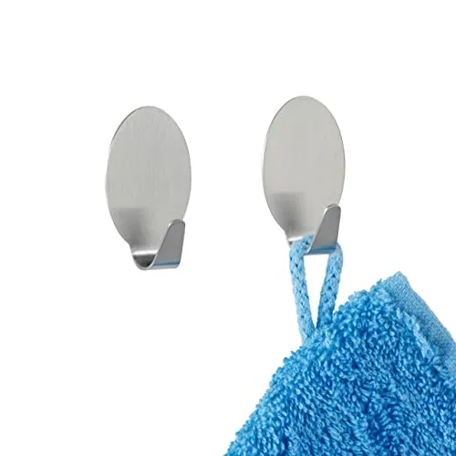 WENKO Strip-it® Maxi-Wandhaken 2er Set - 2er Set, Edelstahl rostfrei, 2.4 x 4.2 x 2 cm, Matt
