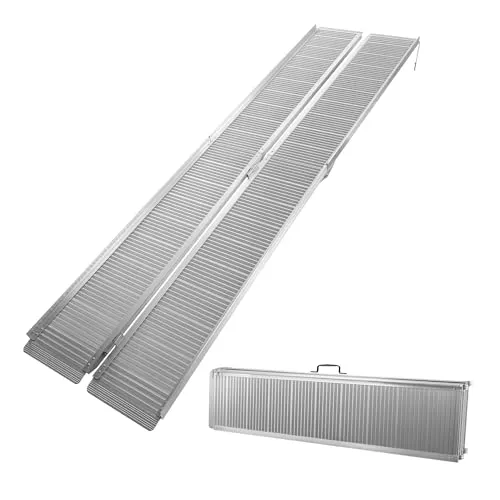 Wiltec Rollstuhlrampe doppelt faltbar 213cm 270kg - Rampen für Rollstühle & Scooter – Diese mobile Aluminium-Auffahrschiene bietet eine Tragkraft von 270 kg und ermöglicht barrierefreien Zugang, ideal für Zuhause und unterwegs.