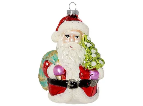 SIKORA Christbaumschmuck BS368 Weihnachtsmann mit Tannenbaum Glas Figur Weihnachtsbaum Anhänger