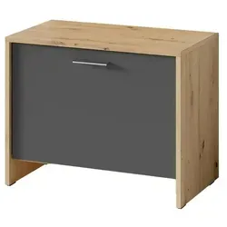 byLIVING Sitzbank Ben - Praktische Flur-Kommode in Artisan Eiche-Optik - Moderne Sitzbank mit Klappe und 2 Regalfächern, ideal für kleine Flure. Belastbar bis 80kg, aus FSC-zertifiziertem Holz gefertigt.