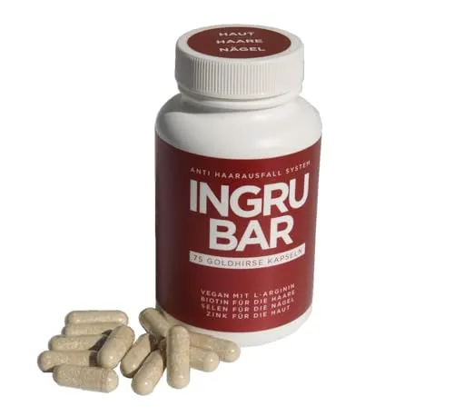 Ingrubar Goldhirse Kapseln (75 Stück, Monatsration): Haarvitamine gegen Haarausfall für Frauen und Männer mit Biotin, vegan und glutenfrei