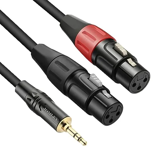 JOMLEY xlr klinke auf 3,5mm mikrofon kabel, Duale Weiblich XLR auf 3,5mm Y-Splitter Kabel, Unausgewogen 3,5mm Mini Jack TRS Stereo Aux Audio Mic Kabel - 1m