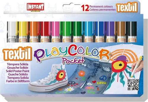 Tempera Playcolor Solide Bunt - 12-teiliges Set, lebendige Farben für kreative Textilarbeiten und Büroprojekte