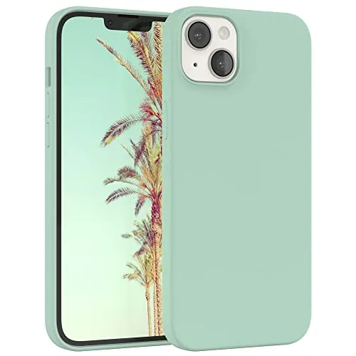 EAZY CASE Premium Silikon Handyhülle kompatibel mit iPhone 14 Plus Slimcover mit Kameraschutz und Innenfutter, Silikonhülle, Schutzhülle, Bumper, Handy Case, Hülle, Softcase, Mint Grün