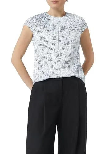 Satinbluse mit All-Over-Print in LIGHT BLUE - Elegante kurzarm Bluse für Damen von Comma, pflegeleicht mit raffiniertem Ausschnitt und taillenbedeckendem Schnitt, ideal für schicke Alltagslooks.