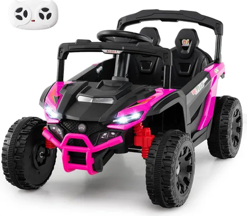GOPLUS Elektroauto für Kinder 12V mit Fernbedienung, Musik und Scheinwerfer