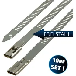 MASTERPROOF PROFESIONAL Edelstahl Kabelbinder, 10-teilig - Hochwertige Kabelbinder aus rostfreiem Edelstahl, hitzebeständig und ideal für professionelle Anwendungen. Perfekt für den Einsatz im Fachhandel.
