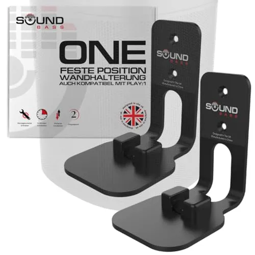 Sound bass ONE, ONE Gen 2, ONE SL & Play:1 Wandhalterung, Doppelpack [2 Stück], Schwarz, Kompatibel mit Sonos ONE, ONE Gen 2, ONE SL & Play:1 Lautsprecher