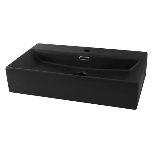 ML-Design Waschbecken Schwarz Matt 60x36,5 cm - Moderne Keramik Waschschale, vielseitig als Wandmontage oder Aufsatz verwendbar, robust und kratzfest für einfache Reinigung.