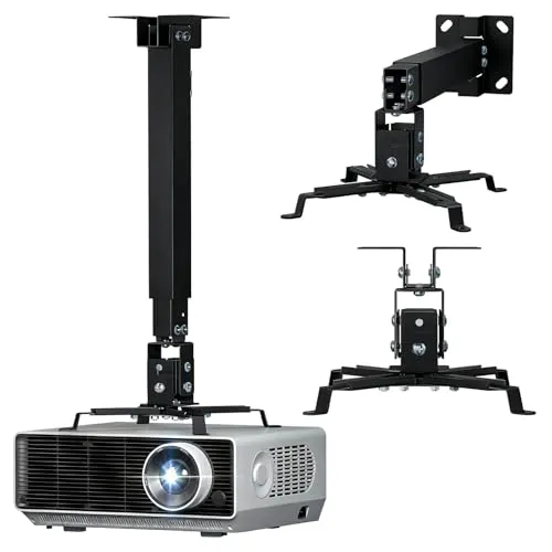 WALI Beamer Deckenhalterung,Universelle Beamer Wandhalterung mit 33–54 cm Verlängerungsstange für LCD/DLP Projektoren,Beamer Halterung Tragfähigkeit bis 20 kg (PM-003-B),Schwarz