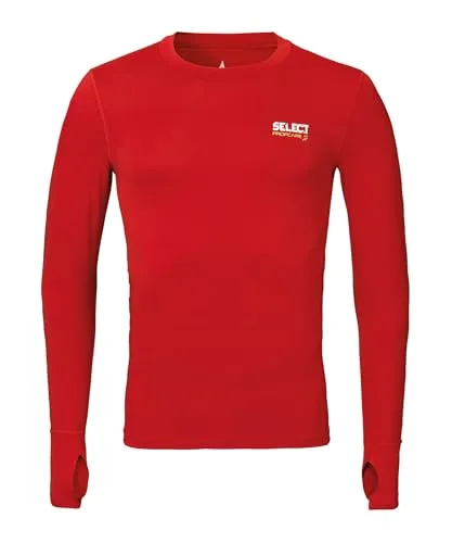 Select Kompressions-Shirt Lang, M, rot - Sportfan T-Shirt mit verstärkten Flachnähten für optimale Passform und antibakteriellen Eigenschaften, ideal für aktiven Sport.