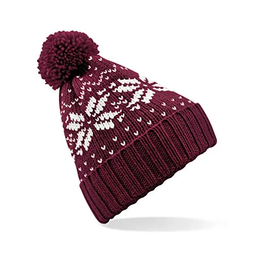 Beechfield B456 Fair Isle Snowstar Beanie Einheitsgröße Magenta/Weiß