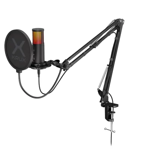 Produktbild KRUX Edis 3000, USB Plug&Play Mikrofon, RGB Hintergrundbeleuchtung, Gain Regler, Mikrofonarm im Lieferumfang enthalten, Stummschalttaste, 3,5-mm-Miniklinken-Kopfhörerausgang | KRXC010