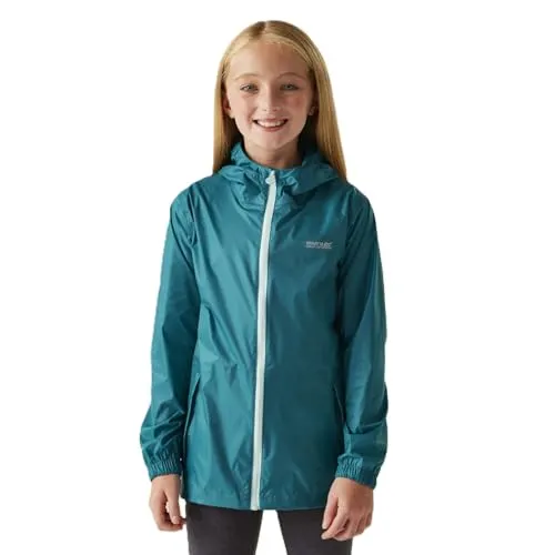 Regatta Pack-it III Jacke Blau für Jungen 11-12 Jahre - Wasserdichte Regenjacke für Kinder, leicht verstaubar und ideal für Outdoor-Abenteuer bei jedem Wetter.