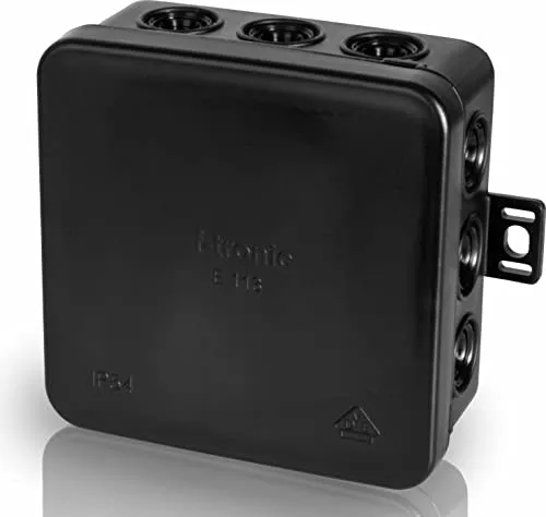 F-tronic Abzweigkasten 85x85x40mm, schwarz, 2 Stück