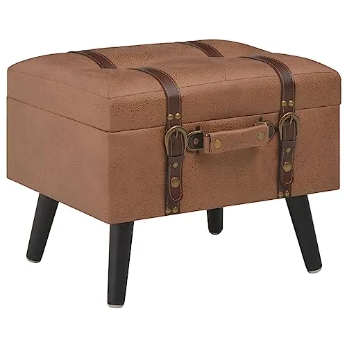 vidaXL Hocker mit Stauraum - Komfortabler Sitzpouf aus Kunstleder - Stilvolle Hocker mit praktischem Ablagefach und eleganten Massivholzbeinen für Stabilität und Komfort. Ideal für jedes Zuhause!