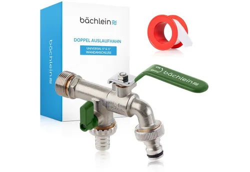 Bächlein Auslaufventil Doppel-Wasserhahn für den Garten