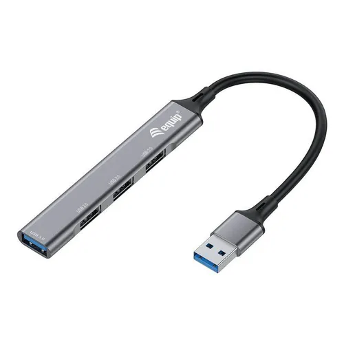 Equip USB-Hub 4-Port 1x3.0/3x2.0 USB->USB3.0 o.Netzteil grau