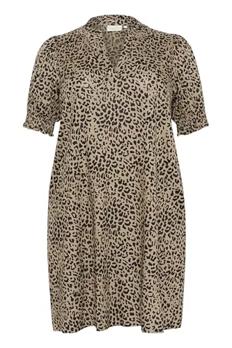 KAFFE CURVE Kleid KCbeathea 52, Petrified Oak/Black Animal 52
