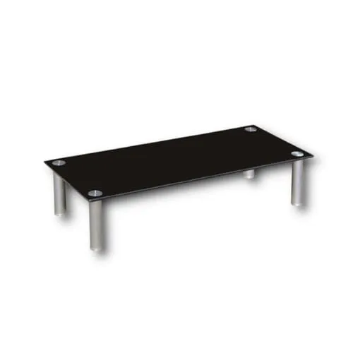 HOOZ TV-Aufsatz Schwarzglas mit Aluminiumfüßen - TV-Halterungen, moderner Schreibtischaufsatz aus Sicherheitsglas, ideal zur Platzoptimierung mit einfacher Selbstmontage.