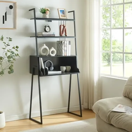 [en.casa] Schreibtisch Storfjord mit Leiterregal - Kinderschreibtische mit integriertem Leiterregal für optimale Ablageflächen und eine organisierte Arbeitsumgebung.