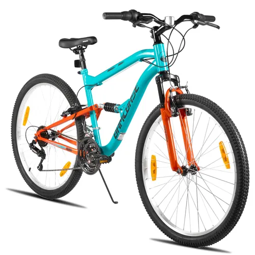 HILAND Mountainbike 26 Zoll Vollfederung - Vollgefedertes 26 Zoll Mountainbike mit 18-Gang-Schaltung, ergonomischem Sattel und rutschfesten Griffen. Ideal für Abenteuer und Komfort auf jedem Terrain.