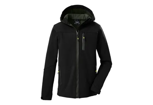 KILLTEC Jungen Softshelljacke, Gr. 152, schwarz - Funktionsjacke für Kinder, wasserabweisend mit 10.000 mm Wassersäule, ideal für die Übergangszeit und nachhaltig mit fluorfreier Imprägnierung.