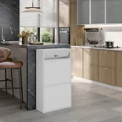 Seavas Mülltrennsystem 60L - Effizienter Abfalleimer für die Küche - Haushaltszubehör mit innovativer Schwenkklappe für einfache Abfalltrennung, zwei Fächer mit je zwei Eimern und praktischem Reinigungssystem.
