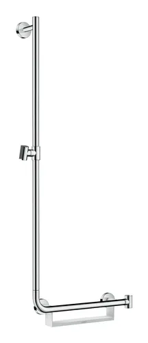 Hansgrohe Unica Comfort Brausestange 1100 mm, weiß/chrom - Brausestangen für komfortable Duschlösungen, höhenverstellbar mit praktischem Ablagekorb und verchromter Oberfläche für elegantes Design.