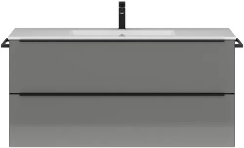 Badmöbel-Set NOBILIA Programm 1 - Badmöbelset in elegantem Grauton, bietet optimale Stauraumlösungen für Ihr Badezimmer mit 2 Teilen und modernem Design.