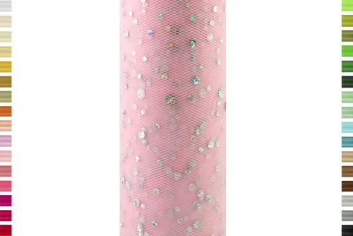 Creativery Stoff, Tüll 15cm mit Glitzer Punkten, 9 Meter