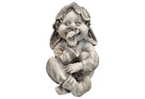 Fachhandel Plus Wichtel sitzend Gnom Gartenfigur in grau von Fachhandel Plus