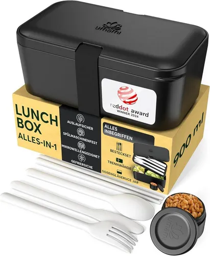 Umami Lunchbox Erwachsene - Auslaufsichere Bento Box mit Besteck - Lunch-Boxen für Erwachsene, ideal für Büro und Picknick. Auslaufsicheres Design mit Silikondichtung und leicht zu reinigen - perfekt für geschäftige Profis!