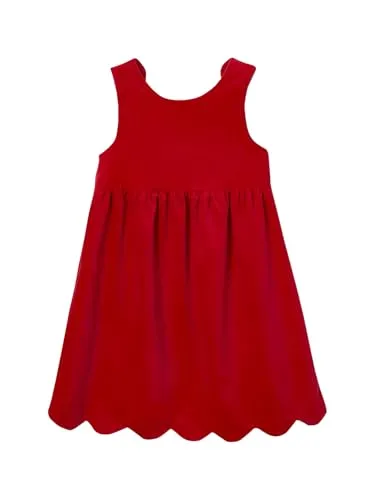 Vertbaudet Festliches Mädchen Samtkleid mit Schleife hinten rot 116