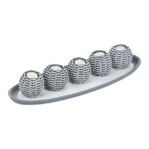 Kerzen deko Kerzenhalter Set Tisch Dekoration Tischdeko mit Teelichtern grau