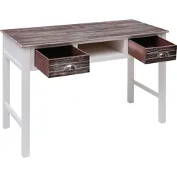 vidaXL Schreibtisch Braun 110 × 45 × 76 cm aus Holz - Klassischer Holzschreibtisch mit Vintage-Charme, ideal für Büro oder Zuhause. Aus robustem Paulownia- und Pappelholz, mit 2 Schubladen und 1 offenem Fach für optimale Organisation. Einfacher Aufbau garantiert!
