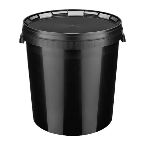 Garronda Eimer mit Deckel 30 L für die Lagerung von Lebensmittel- und Chemischen Produkten Schwarz 50 Stück GD-0117