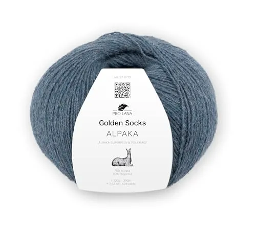 Pro Lana Golden Socks Alpaka, 100 g/390 m, 70% Alpaka, 30% Polyamid, 4-fädig, superweiche Sockenwolle (55 hell jeans mel.)