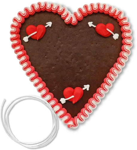 Lebkuchenherz 21cm mit Rand & Deko - rot-weiß Selber Schreiben (62,45 EUR/kg)