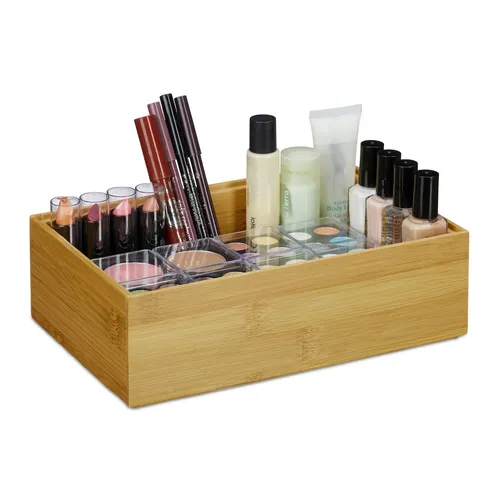 Ordnungsbox Aufbewahrungskiste Bambus-Organizer Deko-Box Natur 2er Set 320 g