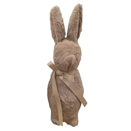 MACOSA AM67850 Osterhase mit Schleife 41cm Fell Braun Kunststoff Dekohase Hase Skulptur Oster-Deko Osterdekoration Figur Dekohase Dekofigur Ostern Dekoration Tischdeko (Braun)