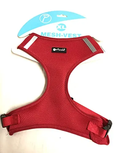Petlando Brustgeschirr Mesh Vest Rot XL (Halsumfang 44-50 cm, Brustumfang 57-81 cm)