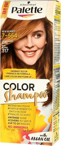 Intensiv pflegendes Haartönungs-Shampoo, Nuancierung 317 (7-554) in Nussblond. Schenkt strahlenden Glanz und langanhaltende Farbe.