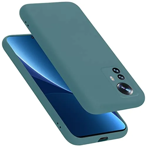 Cadorabo Hülle kompatibel mit Xiaomi 12 PRO Hülle Silikon Handyhülle für 12 PRO Case aus flüssigem Silikon- Kratzfeste und stoßfeste dünne TPU Schutzhülle - Liquid GRÜN